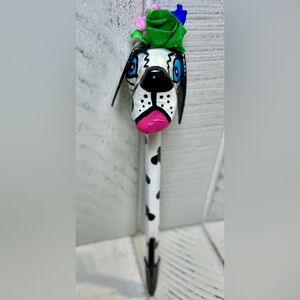 Consuela Dog Pen Paper M Artisan Hand Painted Black Ink Dalmatian With Flowers